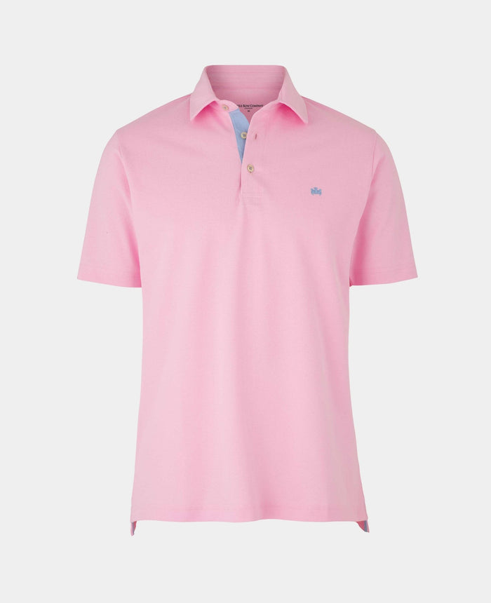 Men's Pink Cotton Piqué Short Sleeve Polo Shirt mannequin shot