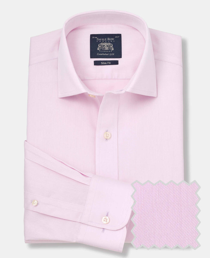 pink cotton twill slim fit non iron shirt single cuff 2039pnk