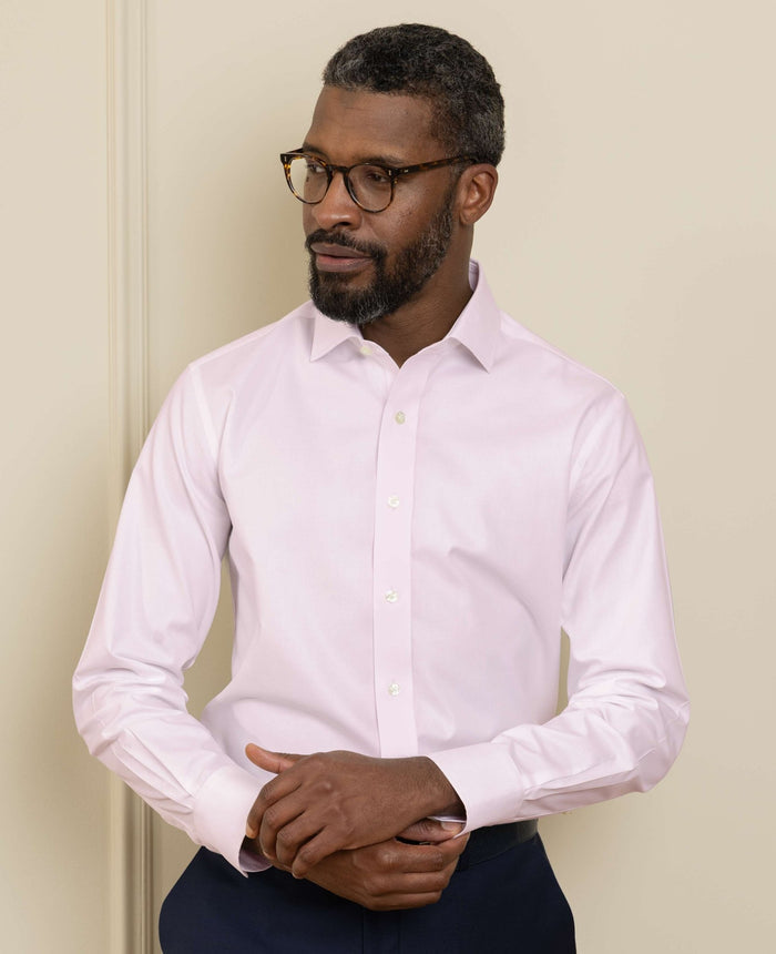 Pink Cotton Twill Slim Fit Non-Iron Shirt - Single Cuff