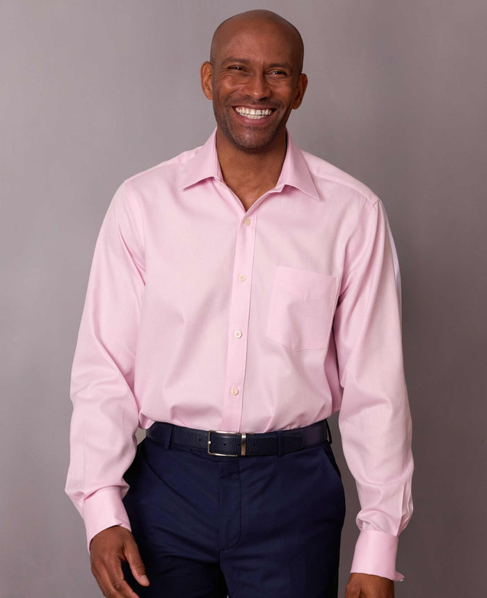Pink Herringbone Cotton Shirt