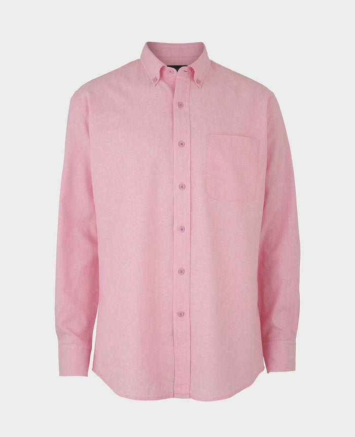 Men's Pink Linen Cotton Classic Fit Button-Down Casual Shirt mannequin shot