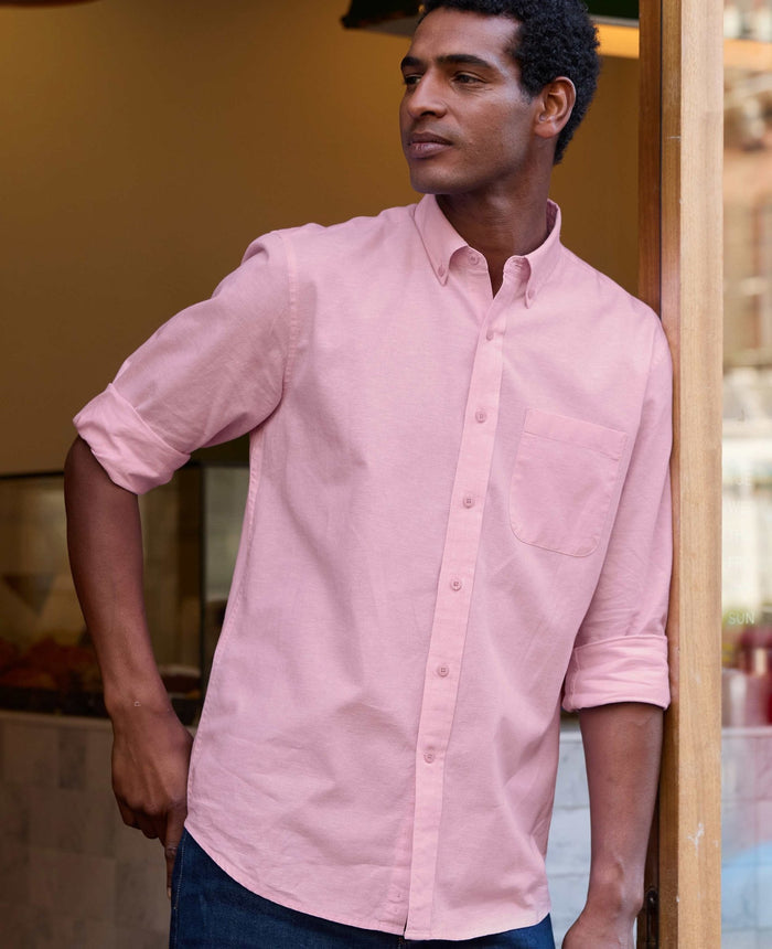 Pink Linen Cotton Classic Fit Button-Down Casual Shirt