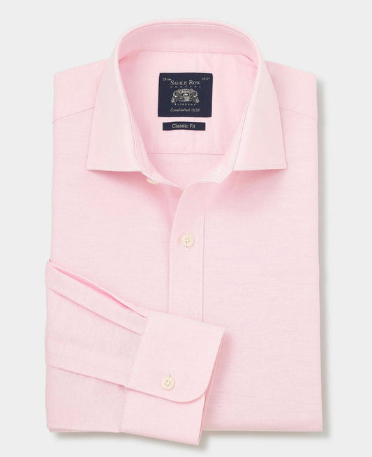 Men's Pink Pinpoint Cotton Classic Fit Formal Shirt With Single Cuffs folded