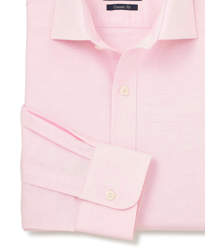 Men's Pink Pinpoint Cotton Classic Fit Formal Shirt With Single Cuffs sleeve detail
