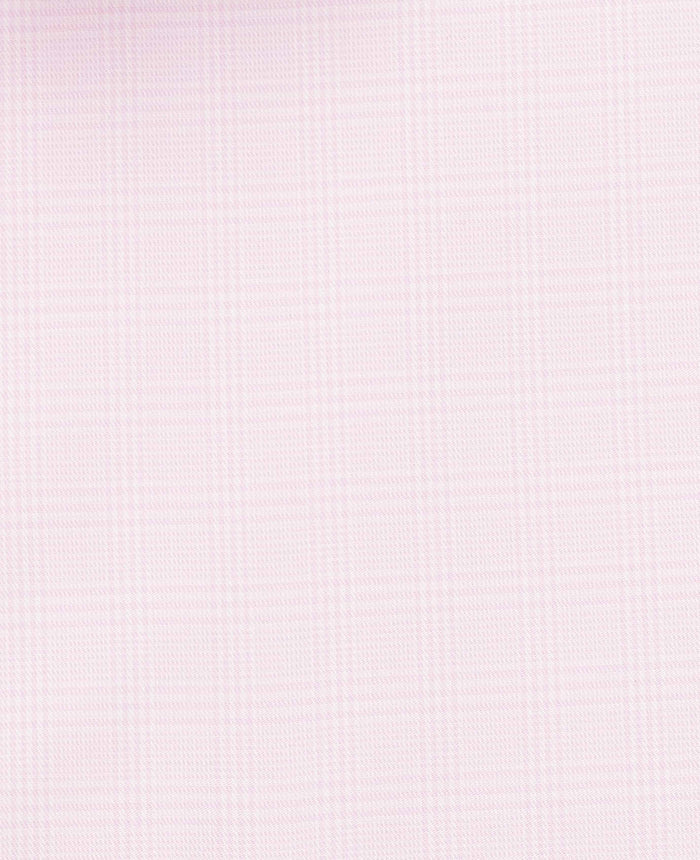 Men's Pink Prince of Wales Check Cotton Twill Classic Fit Formal Shirt With Single Cuffs fabric detail