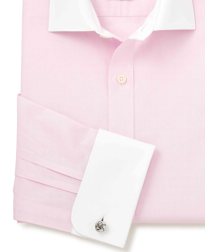 Men's Pink Slim Fit Cotton Poplin Winchester Shirt - Double Cuff sleeve detail