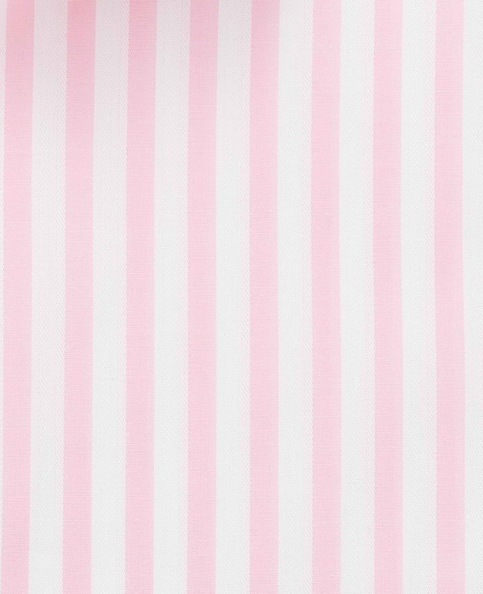 Men's Pink Stripe Cotton Poplin Classic Fit Formal Shirt With Single Cuffs fabric detail