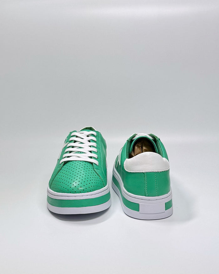 Pixie Sneaker in Green Leather with White Star