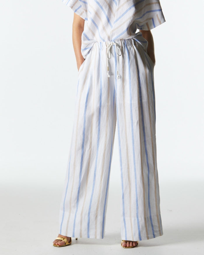 Poolside Wide Leg Pants (Stripe)