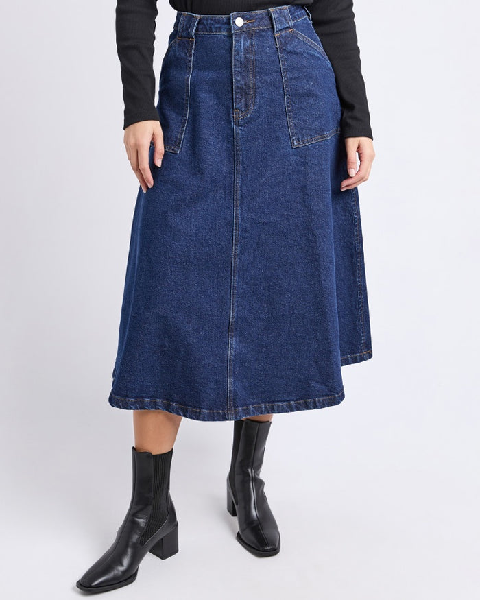 Foxwood Women's Blue Denim Midi Potter Skirt | Gretel Lane