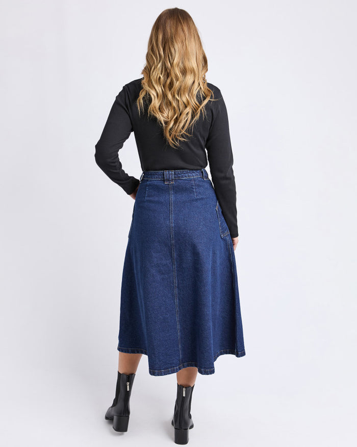 Foxwood Women's Blue Denim Midi Potter Skirt | Gretel Lane