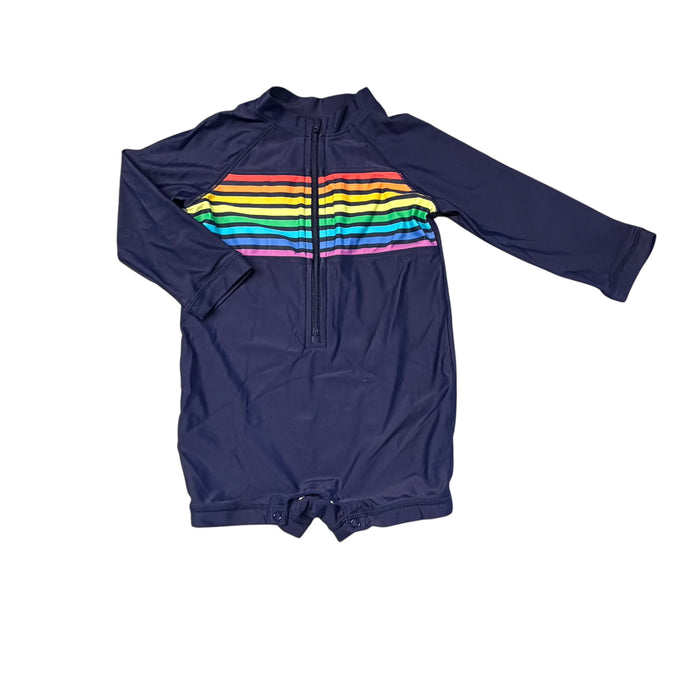 Primary | Navy & Rainbow Stripe Swimsuit | 6-12M