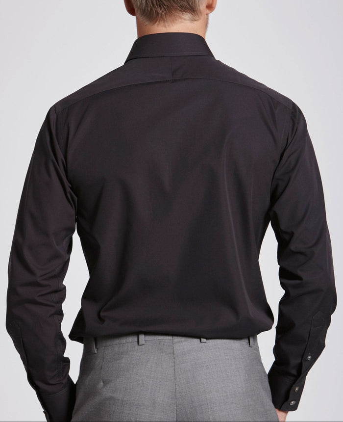 Quentin Dark Grey Poplin Made To Measure Shirt MODEL BACK SHOT