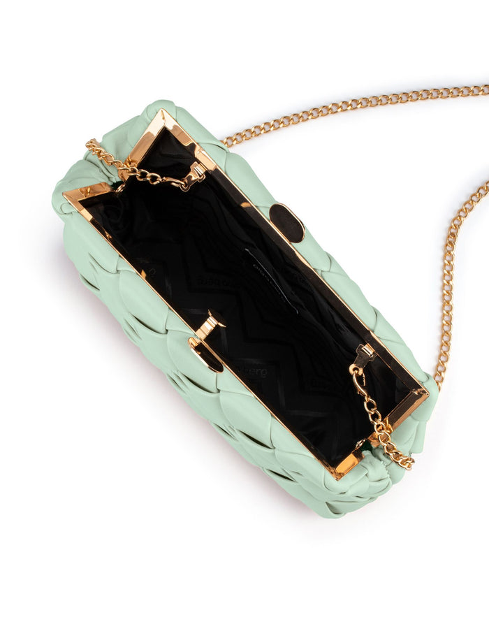 Quinn Women's Woven Clutch Bag in Mint Green | Gretel Lane