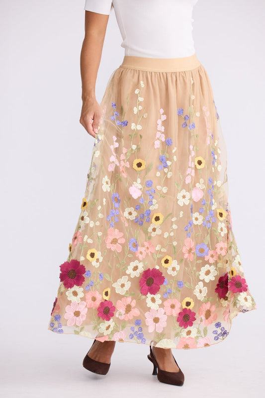 Brave + True Radiance Embroidered Tulle Skirt in Garden Flowers | Women's Clothing | Gretel Lane