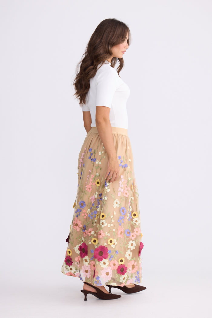 Brave + True Radiance Embroidered Tulle Skirt in Garden Flowers | Women's Clothing | Gretel Lane