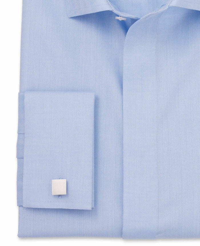 rafel pale blue herringbone made to measure shirt cuff detail