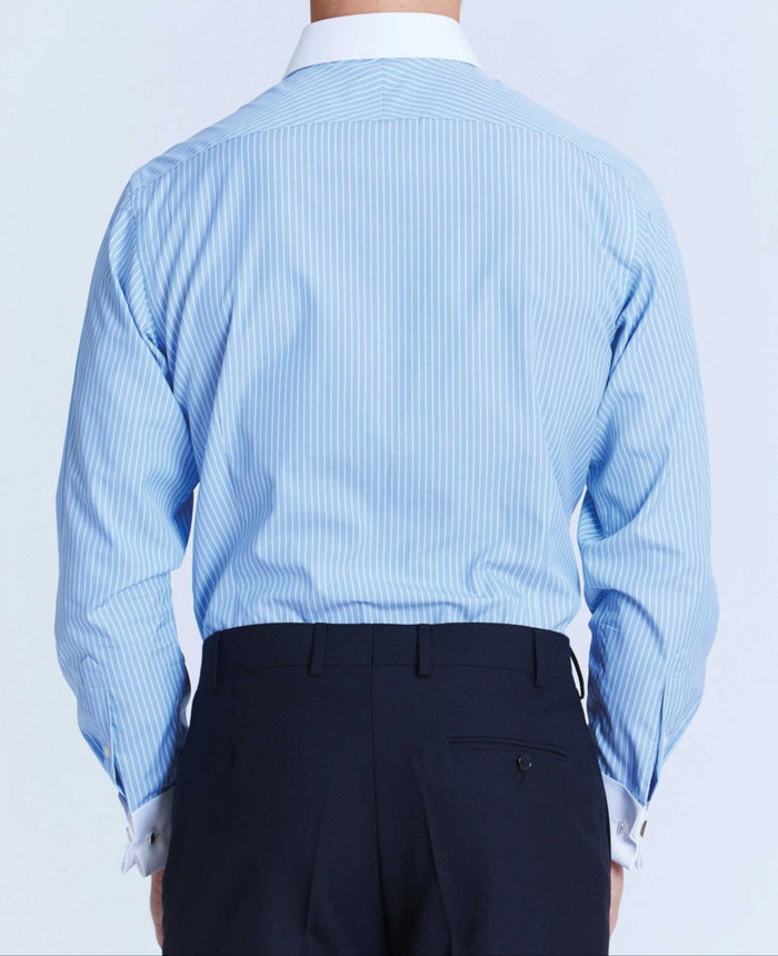 ralph blue reverse stripe made to measure shirt model back 1