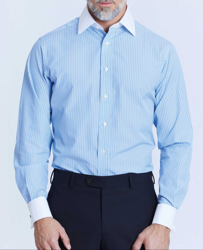 ralph blue reverse stripe made to measure shirt model 1