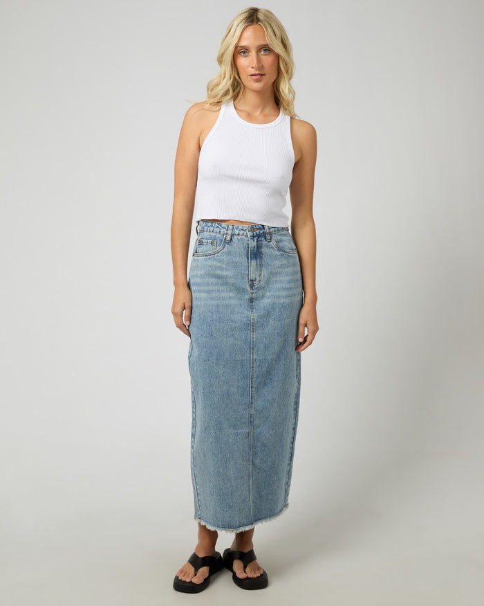 Ray Maxi Skirt in Light Denim | Gretel Lane