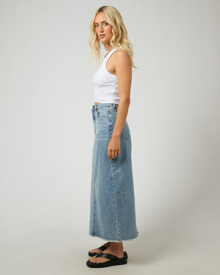 Ray Maxi Skirt in Light Denim | Gretel Lane