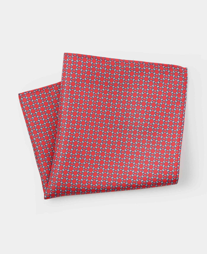 Men's Red Chain Silk Pocket Square folded