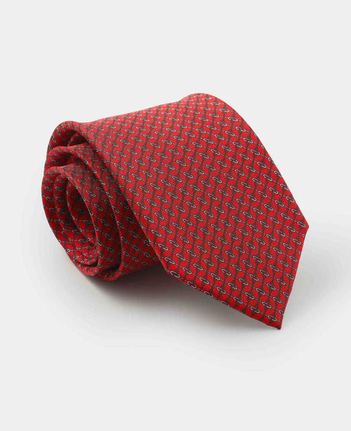 Men's Red Link Print Silk Tie