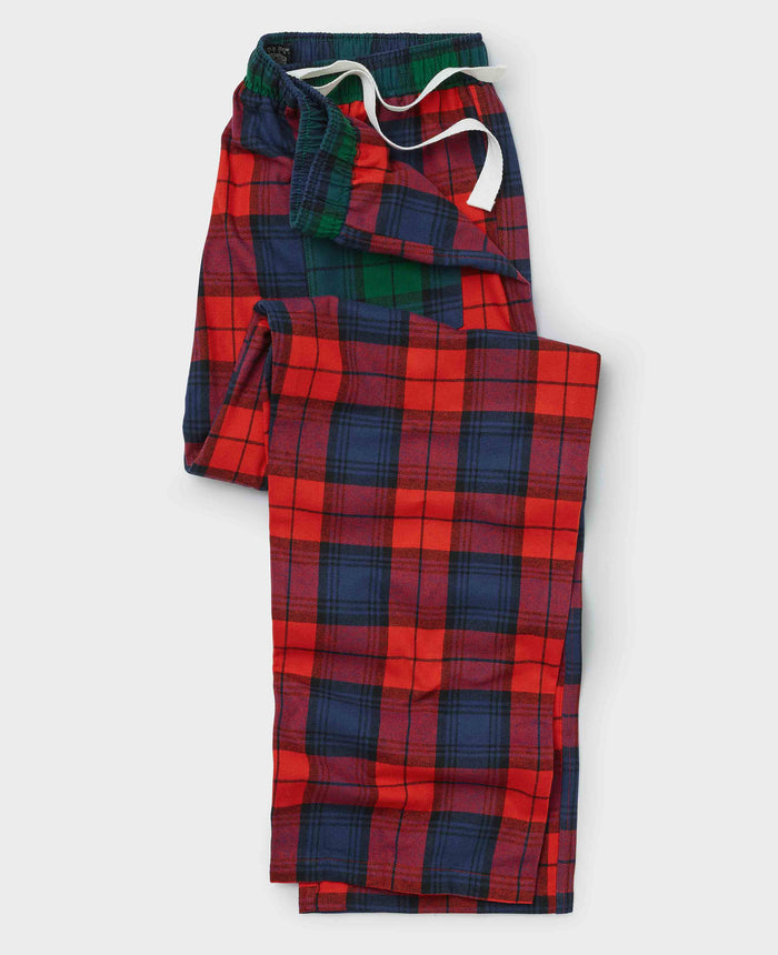 Men's Red Multi Brushed Cotton Twill Window Check Lounge Pants mannequin shot