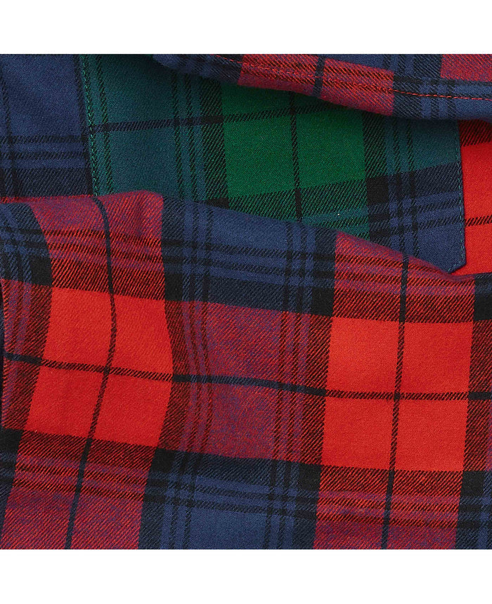 Men's Red Multi Brushed Cotton Twill Window Check Lounge Pants fabric detail
