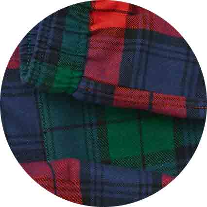Men's Red Multi Brushed Cotton Twill Window Check Lounge Pants fabric swatch