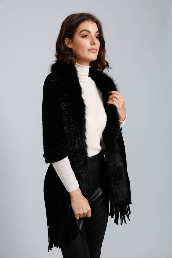 women's wrap cardigan Trim Wrap (Black)