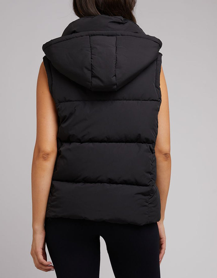 All About Eve Black Puffer Vest with Detachable Hood