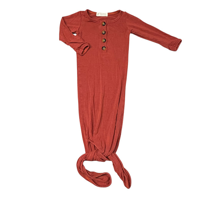Reverie Threads | Rust Red Tie Sleep Gown | 0-6M