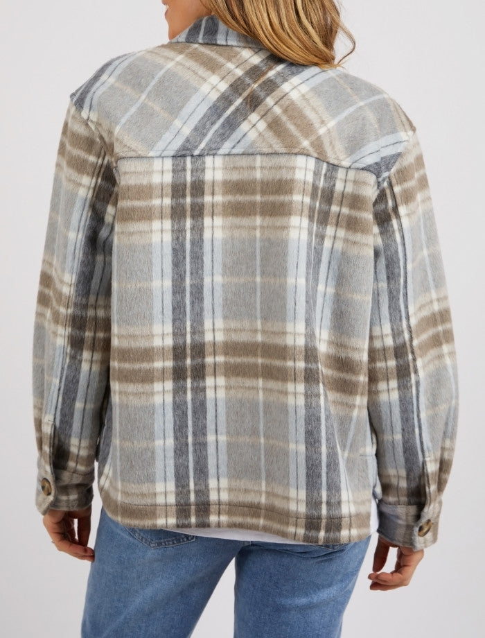 Slightly cropped check jacket in Blue & Vintage White