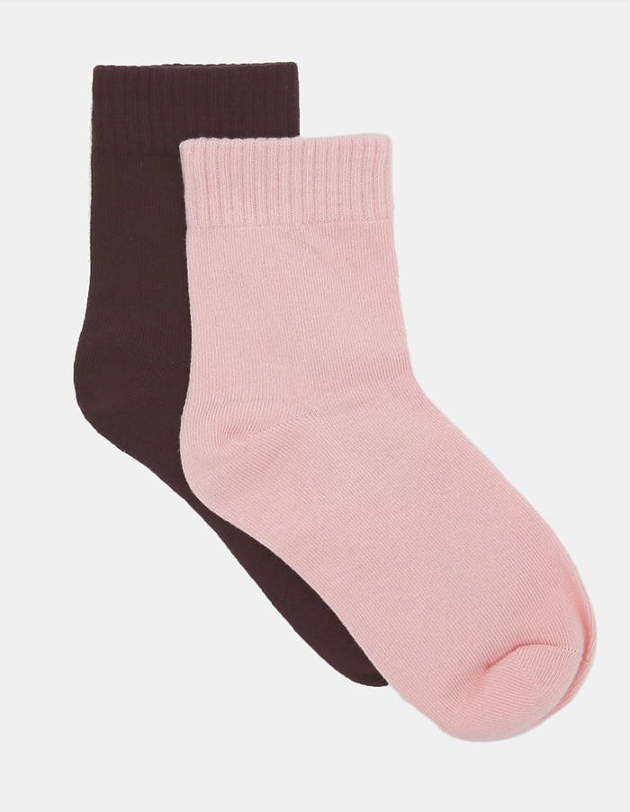 Ambra Rib Top Crew Sock - 2 Pair Pack in Ballet & Fudge | Women's Socks | Gretel Lane
