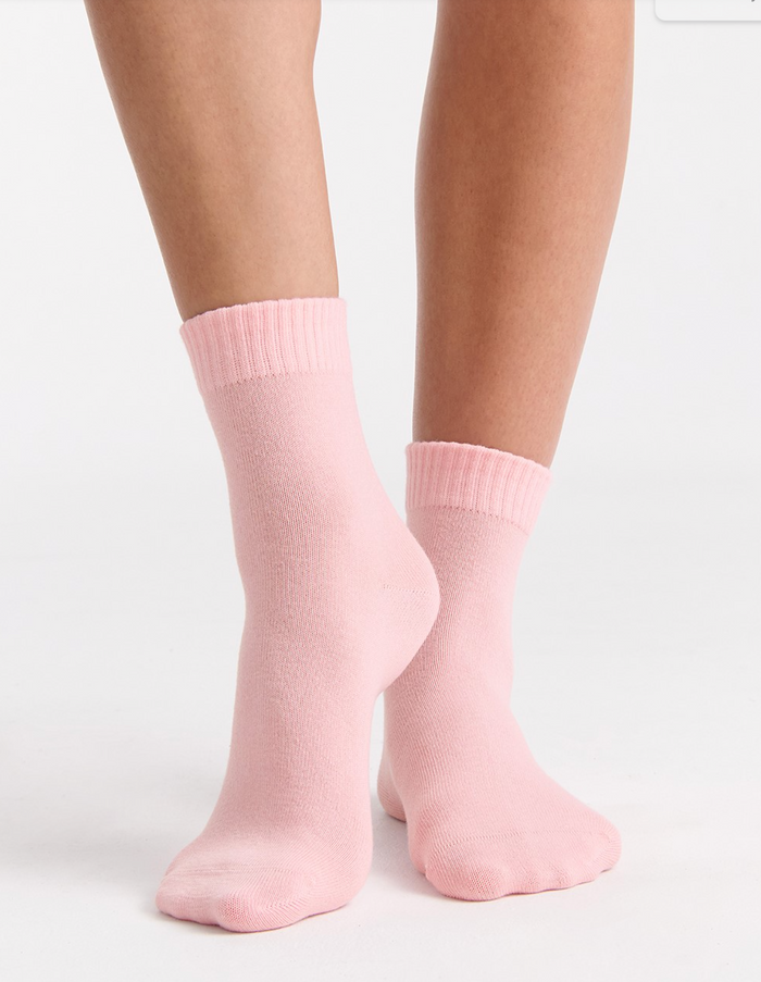 Ambra Rib Top Crew Sock - 2 Pair Pack in Ballet & Fudge | Women's Socks | Gretel Lane
