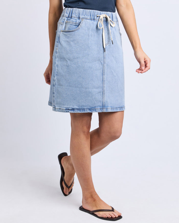 Foxwood Rio Stretch Denim Knee-length Skirt Blue | Women's Clothing | Gretel Lane