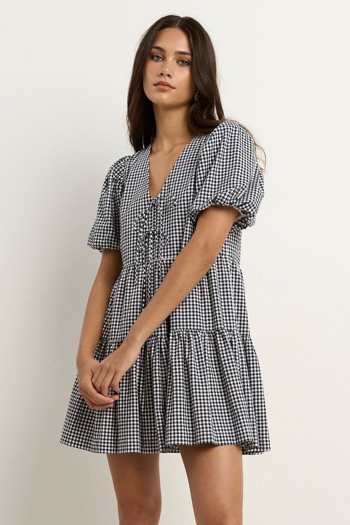 Ivy + Jack Roam Mini Dress in Navy Gingham