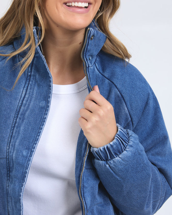 Foxwood Women's Blue Denim Rosalee Puffer Jacket | Gretel Lane