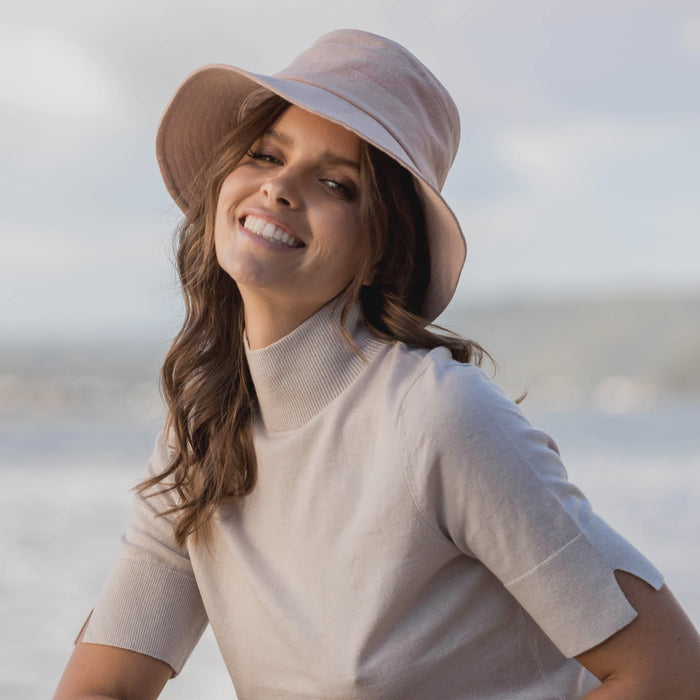 Before Dark Rosie Linen Bucket Hat Dusty Rose | Women's Hats | Gretel Lane