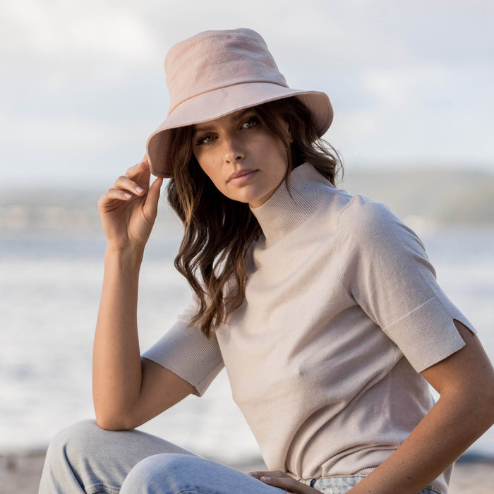 Before Dark Rosie Linen Bucket Hat Dusty Rose | Women's Hats | Gretel Lane