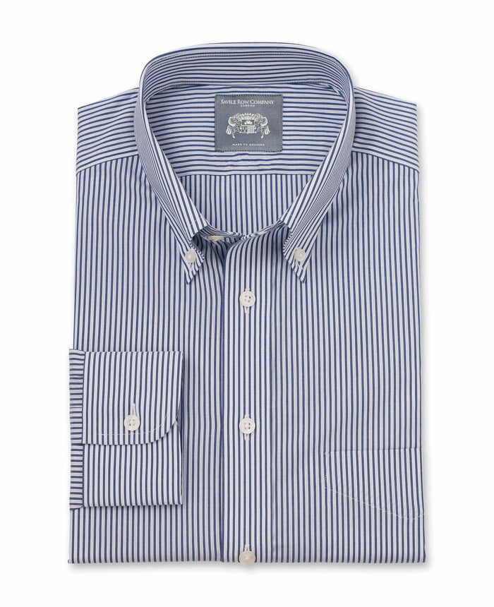 rudy navy white fine stripe made to measure shirt