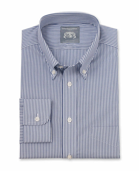 rudy navy white fine stripe made to measure shirt