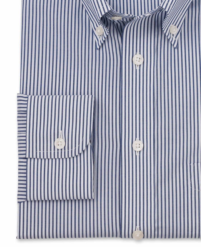 rudy navy white fine stripe made to measure shirt cuff detail