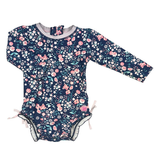 Ruffle Butts | Blue Floral Long Sleeve Swimsuit | 12-18m