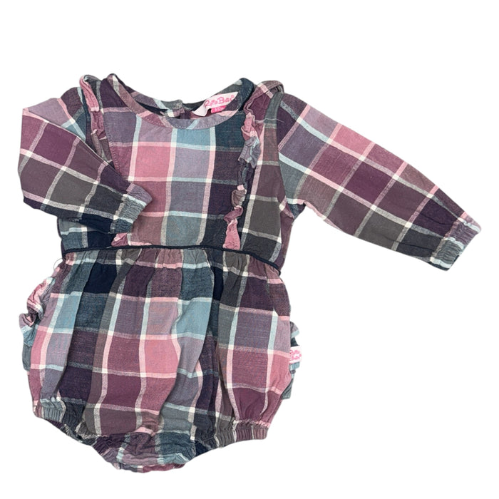 Ruffle Butts | Plaid Long Sleeve Romper | 6-12m