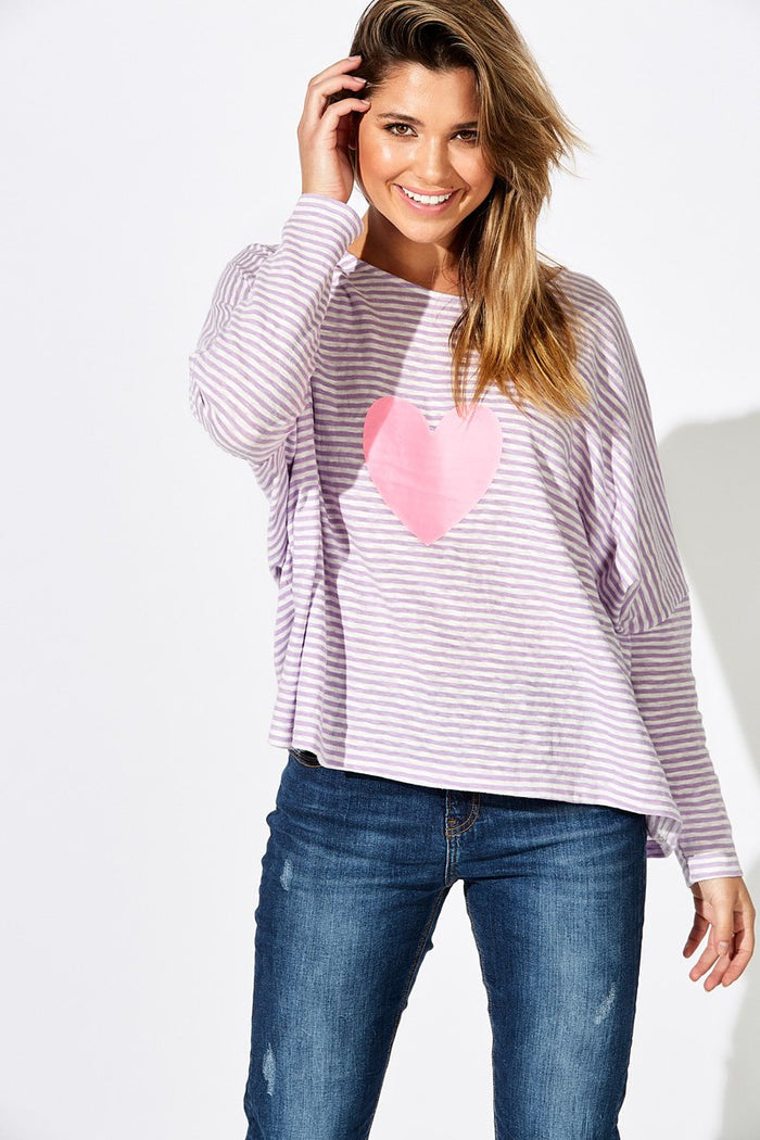 Women's Heart Print Top Lilac | Sail Away Top
