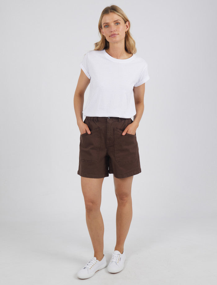 Foxwood Brown Women's Shorts with Front Patch Pockets