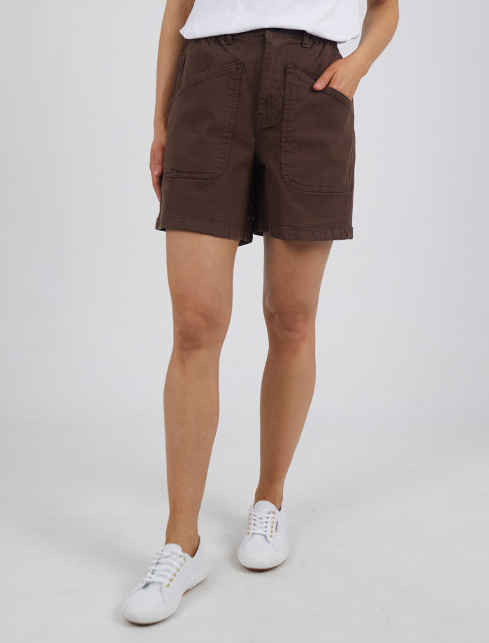 Foxwood Brown Women's High-Waisted Shorts with Front Patch Pockets