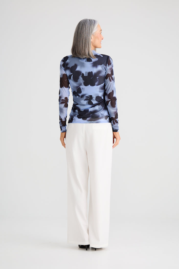 Brave + True Salem Mesh Top in Blue Abstract Floral | Women's Clothing | Gretel Lane